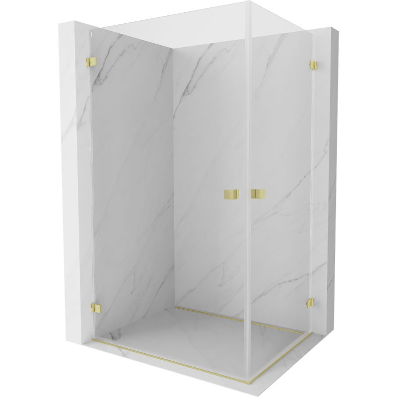 Mexen Lunar-B Duo sprchový kút so závesnými dverami 90 x 70 cm, transparentný, zlatý kartáčovaný - 832-090L-070P-55-00