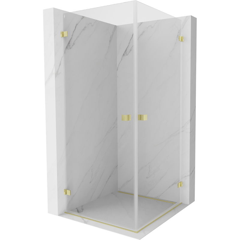 Mexen Lunar-B Duo sprchový kút dvojkrídlový 95 x 95 cm, priehľadný, zlatý kartáčovaný - 832-095L-095P-55-00