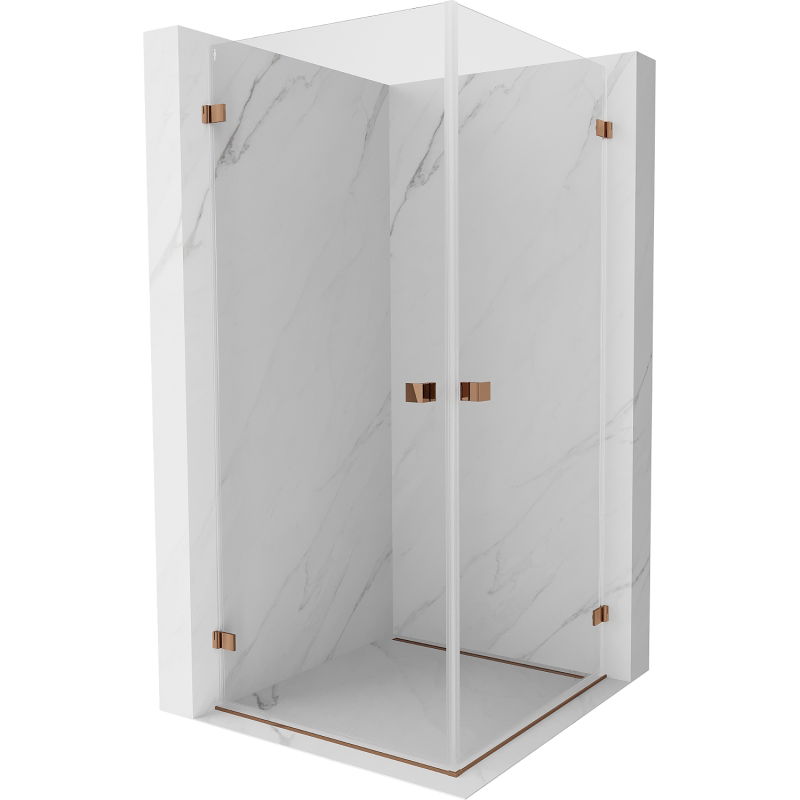 Mexen Lunar-B Duo sprchovací kút s otváracími dverami 85 x 85 cm, priehľadný, ružové zlato - 832-085L-085P-60-00