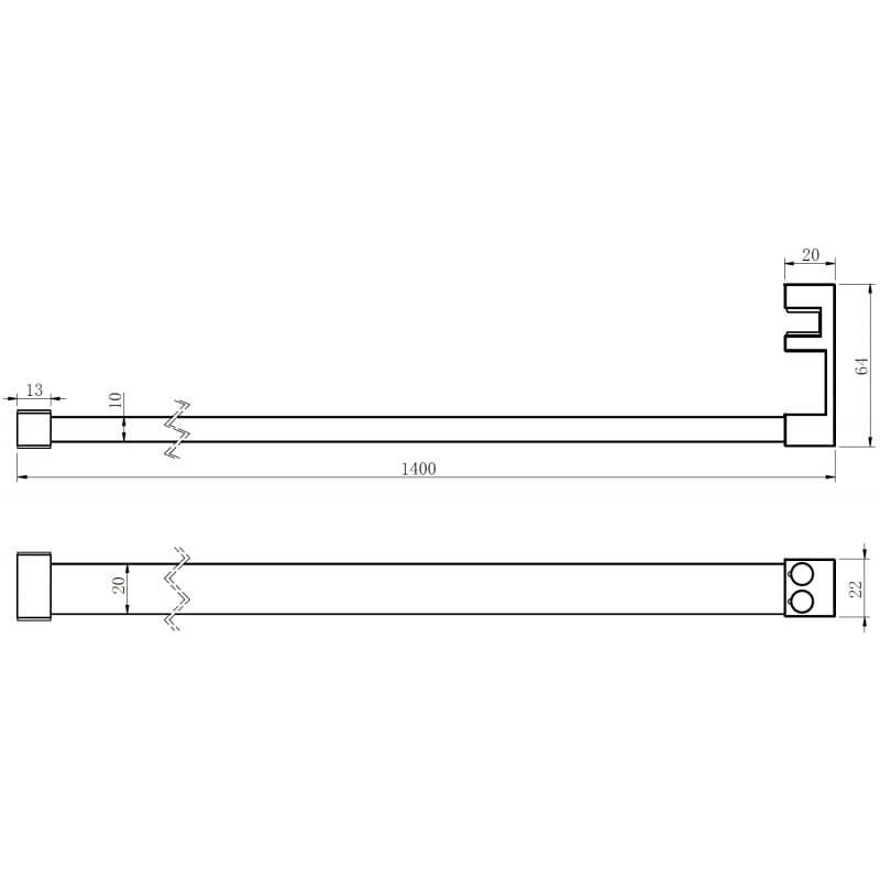 Mexen lišta na uteráky na sprchovú stenu, brúsený nikel - 800-06-97