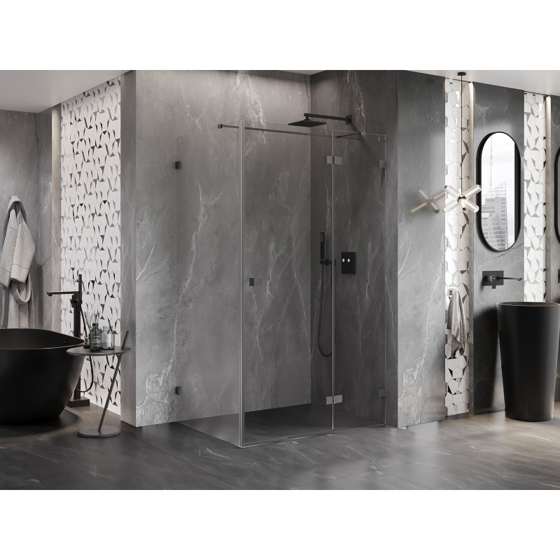Mexen Lunar T pravo výklopná sprchová kabína 135 x 120 cm, priehľadná, brúsená šedá - 834T-135-120-66-00-P