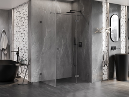 Mexen Lunar T sprchový kút, otočné dvere pravé 130 x 120 cm, transparentné, gun metal - 834T-130-120-95-00-P