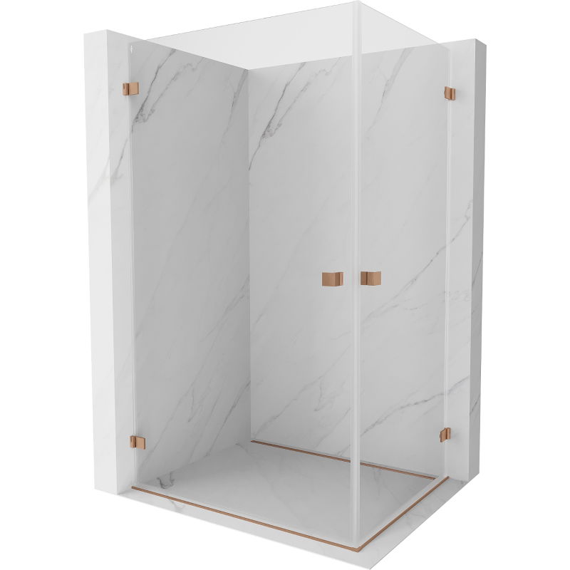 Mexen Lunar-B Duo sprchová kabína s výklopnými dverami 75 x 70 cm, priehľadná, leštená meď - 832-075L-070P-65-00