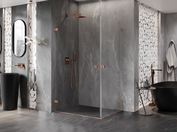 Mexen Lunar-B Duo sprchový kút otvárací 90 x 70 cm, transparentný, brúsená meď - 832-090L-070P-65-00