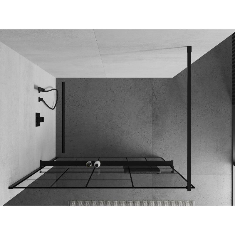 Mexen Kioto+ sprchová stena s poličkou Walk-in 80 x 200 cm, čierny vzor, čierna - 800-080-121-70-78