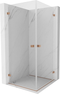 Mexen Lunar-B Duo sprchový kút otvárací 80 x 80 cm, transparentný, brúsená meď - 832-080L-080P-65-00