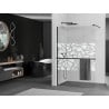 Mexen Kioto+ sprchová stena s poličkou Walk-in 90 x 200 cm, biely vzor, čierna - 800-090-121-70-85