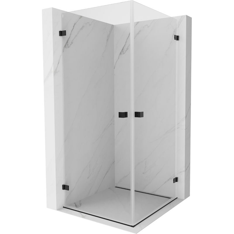 Mexen Lunar-B Duo sprchový kút s otváracími dverami 95 x 95 cm, priehľadný, čierny - 832-095L-095P-70-00