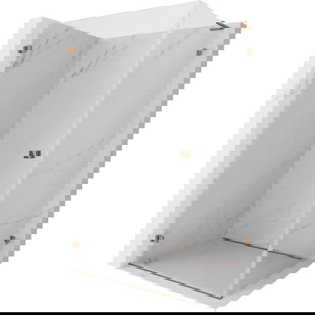 Mexen Lunar-B L sprchová kabína otočná ľavá 100 x 80 cm, transparentná, ružové zlato - 832L-100-080-60-00-L