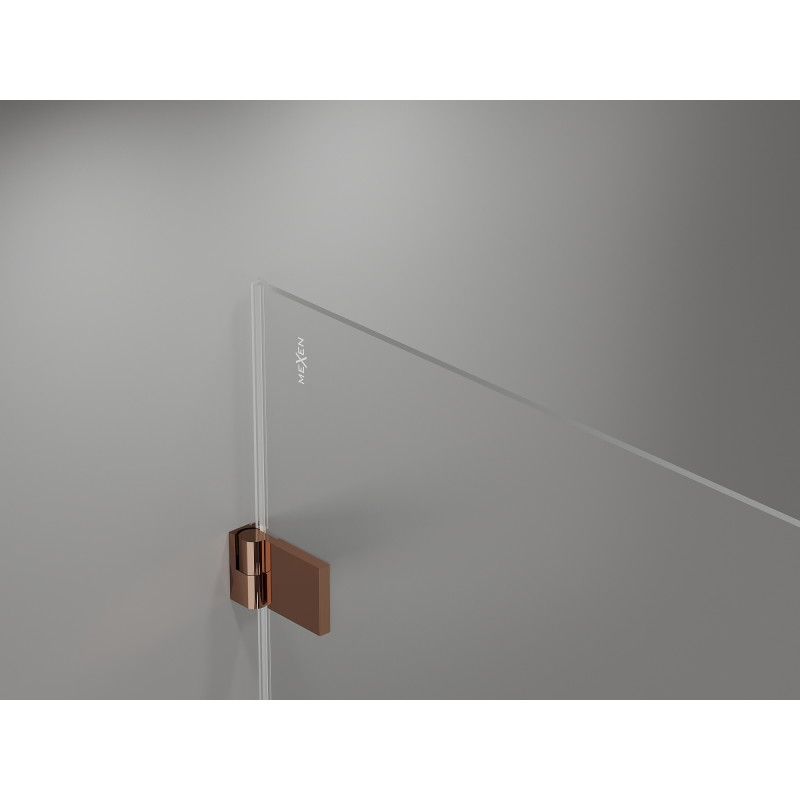 Mexen Lunar-B L Sprchová kabína s výklopnými dverami ľavá 100 x 100 cm, transparentná, ružové zlato