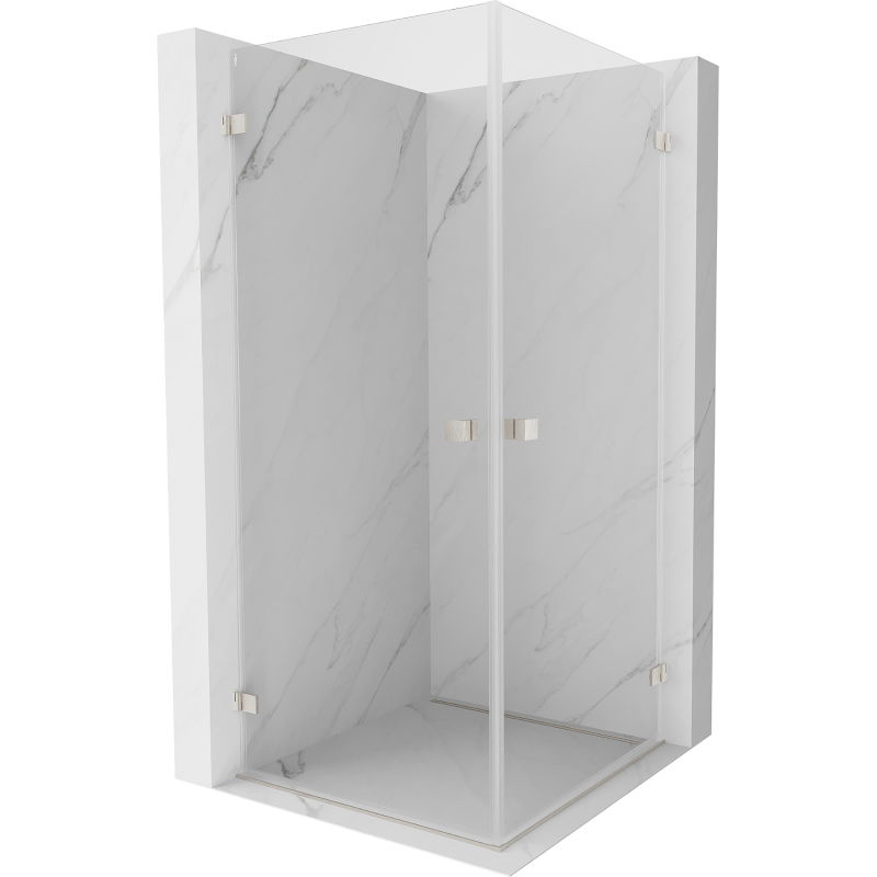 Mexen Lunar-B Duo sprchový kút s otváracími dverami 80 x 80 cm, priehľadný, brúsený nikel - 832-080L-080P-97-00