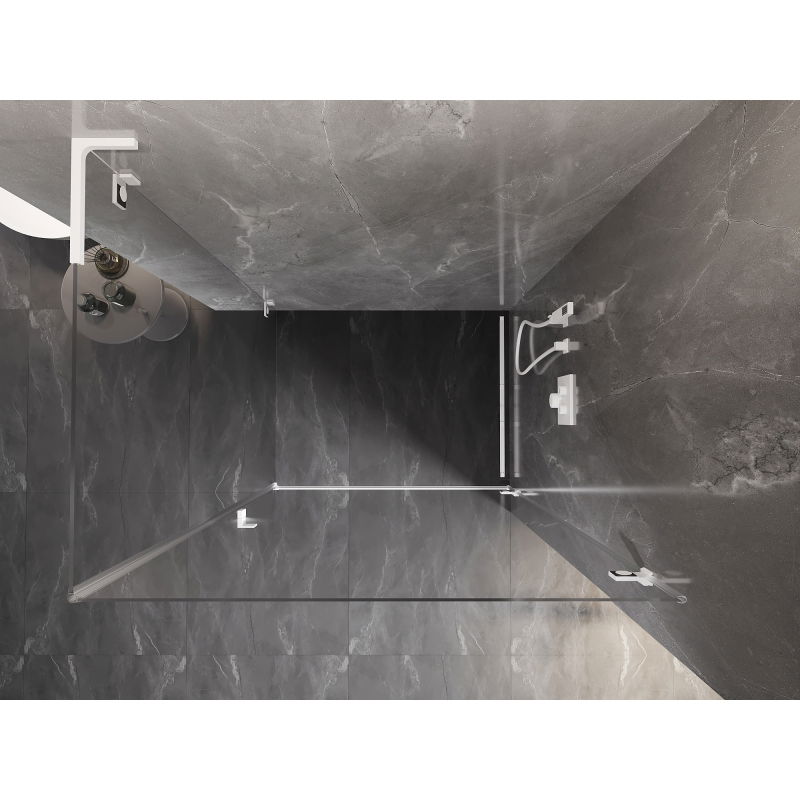 Mexen Lunar-B L sprchový kút s otočnými dverami pravý 90 x 70 cm, transparentný, biely - 832L-090-070-20-00-P