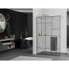 Mexen Kioto+ sprchová zástena s poličkou Walk-in 80 x 200 cm, čierny vzor, zlatá - 800-080-121-50-78