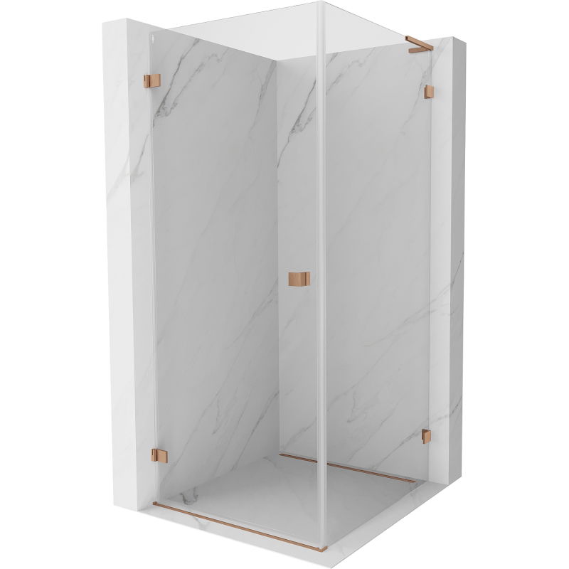 Mexen Lunar-B L sprchový kút s ľavými dverami 70 x 70 cm, transparentný, brúsená meď - 832L-070-070-65-00-L