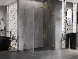 Mexen Lunar-B L sprchová kabína pravá 95 x 80 cm, transparentná, zlatá - 832L-095-080-50-00-P