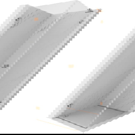 Mexen Lunar-B L sprchový kút výklopný ľavý 80 x 80 cm, transparentný, brúsená meď - 832L-080-080-65-00-L