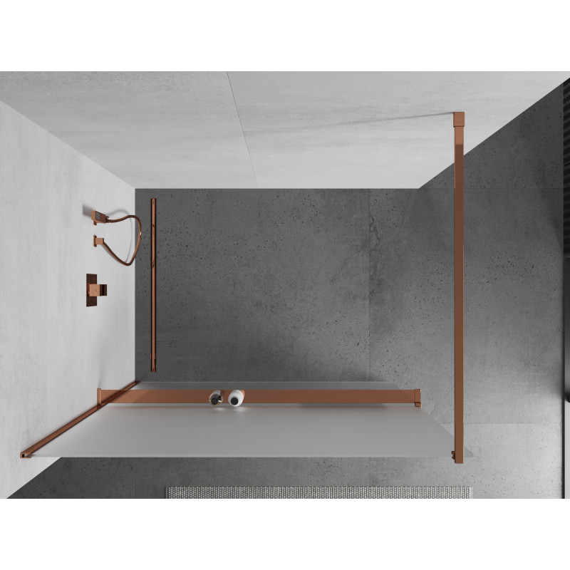 Mexen Kioto+ sprchová stena s poličkou Walk-in 100 x 200 cm, matný, ružové zlato - 800-100-121-60-30