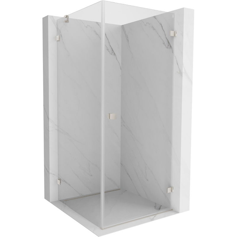 Mexen Lunar-B sprchový kút s otváracími pravými dverami 90 x 90 cm, transparentný, brúsený nikel - 832-090-090-97-00-P
