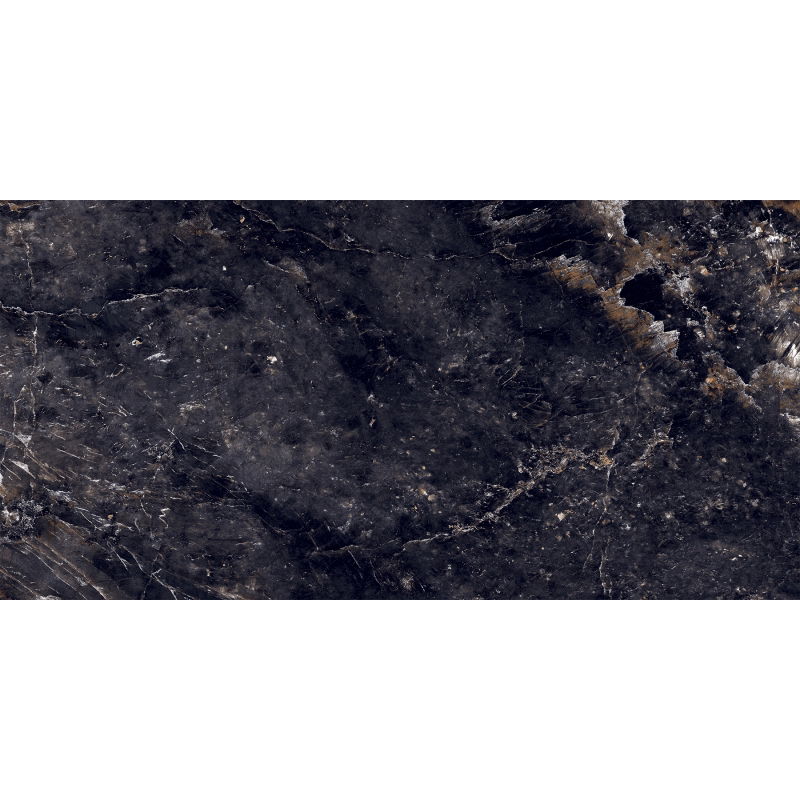 Mexen Rokocha Čierna glazovaná dlaždica rekt. G1, podlahová a nástenná dlaždica 120 x 60 cm, vysoký lesk - TL205-120-060-01