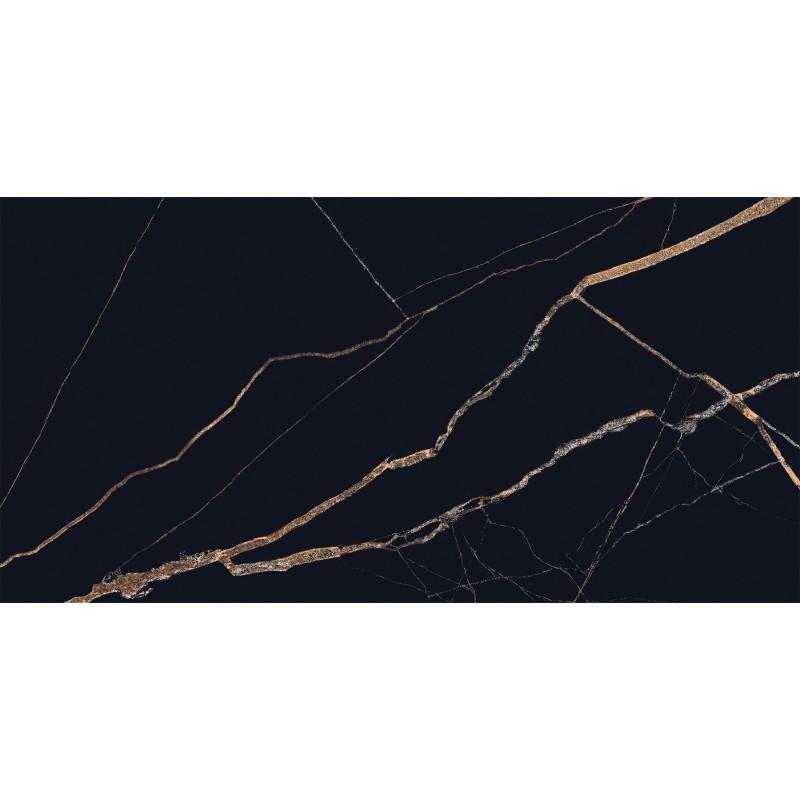Mexen Fossil Čierny glazovaný gres rekt. G1, dlaždice podlahovo-stenná 120 x 60 cm, vysoký lesk - TL213-120-060-00