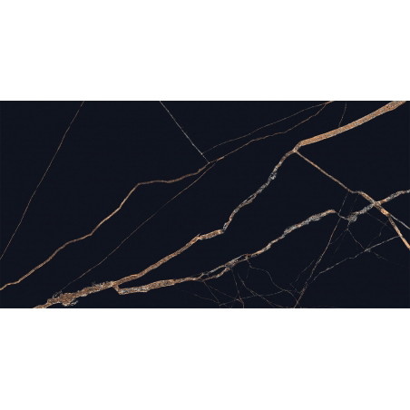 Mexen Fossil Čierny glazovaný gres rekt. G1, dlaždice podlahovo-stenná 120 x 60 cm, vysoký lesk - TL213-120-060-00
