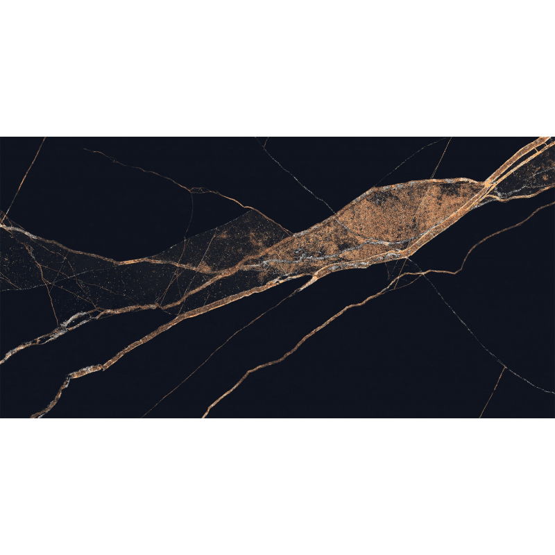 Mexen Fossil Black leštený glazovaný gres rekt. G1, podlahová-stenová dlaždica 120 x 60 cm, vysoký lesk - TL213-120-060-00