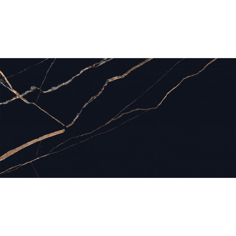 Mexen Fossil Black leštený glazovaný gres rekt. G1, podlahová-stenová dlaždica 120 x 60 cm, vysoký lesk - TL213-120-060-00