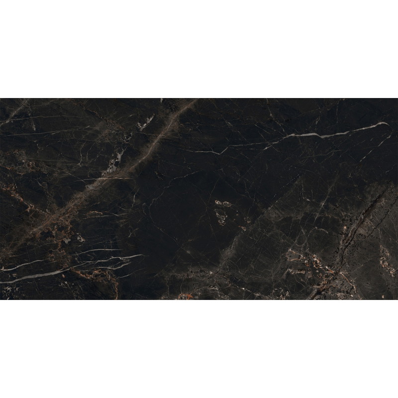 Mexen Marquino Čierna glazovaná rektifikovaná gresová dlaždica G1, podlahovo-stenová dlaždica 120 x 60 cm, vysoký lesk
