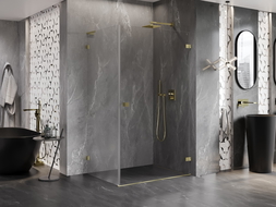 Mexen Lunar-B L sprchovací kút, pravé otváranie, 100 x 90 cm, číry, zlatý kartáčovaný - 832L-100-090-55-00-P