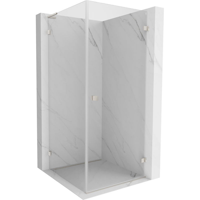 Mexen Lunar-B L sprchová kabína s otvárateľnými dverami pravá 90 x 90 cm, priehľadná, kartáčovaný nikel - 832L-090-090-97-00-P