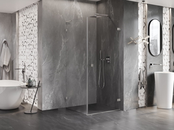 Mexen Lunar-B L sprchová kabína pántová pravá 100 x 100 cm, transparentná, brúsený nikel - 832L-100-100-97-00-P