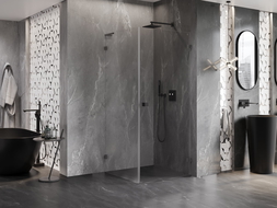 Mexen Lunar-B L sprchový kút pravý 90 x 90 cm, transparentný, gun metal - 832L-090-090-95-00-P