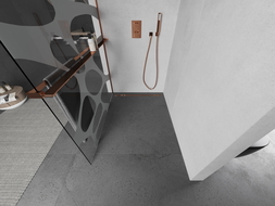 Mexen Kioto+ sprchová stena s poličkou Walk-in 120 x 200 cm, biela vlna, ružové zlato - 800-120-121-60-97