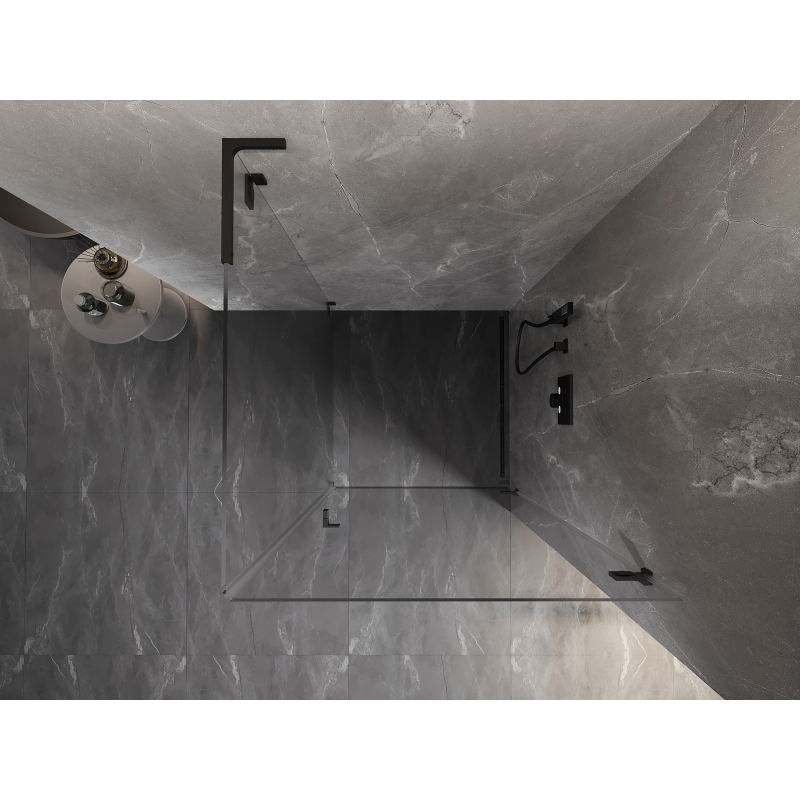 Mexen Lunar-B L sprchový kút otvárací pravý 80 x 80 cm, transparentný, čierny - 832L-080-080-70-00-P