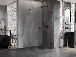 Mexen Lunar-B L sprchový kút otvárateľný pravý 90 x 90 cm, transparentný, čierny - 832L-090-090-70-00-P