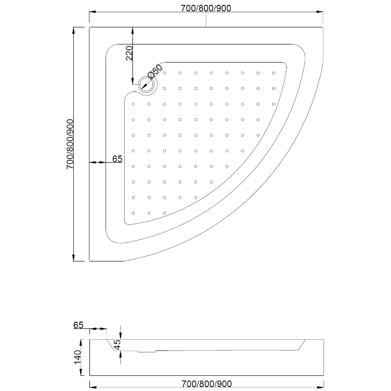Mexen Rio polokruhová sprchová kabína 80 x 80 cm, grafit, chróm + sprchová vanička Rio, biela - 863-080-080-01-40-4710
