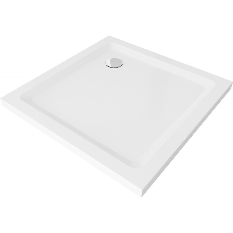 Mexen Flat štvrtcová sprchová vanička slim 70 x 70 cm, biela, sifón chróm - 40107070