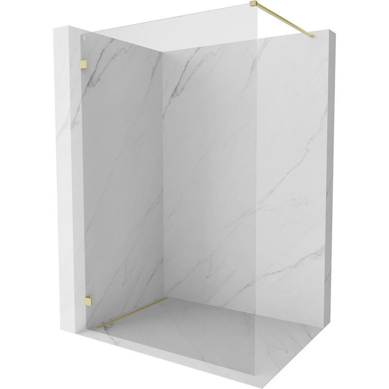 Mexen Lunar sprchová stena Walk-in ľavá 140 x 200 cm, transparentná 8 mm, zlatá kartáčovaná - 830-140-000-55-00-L