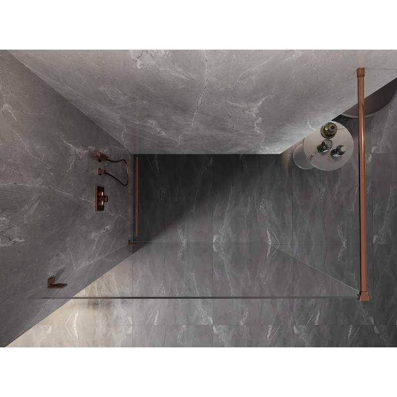 Mexen Lunar sprchová stena Walk-in ľavá 130 x 200 cm, transparentná 8 mm, ružové zlato - 830-130-000-60-00-L