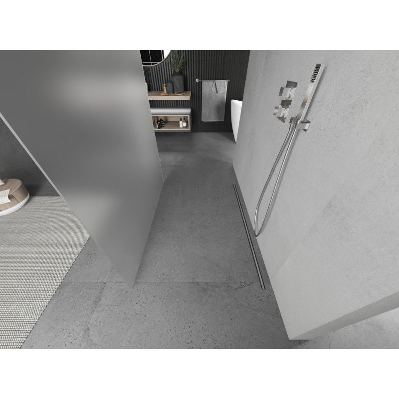 Mexen Kioto samostatne stojaca sprchová stena 100 x 200 cm, matné sklo 8 mm, chróm - 800-100-002-01-30