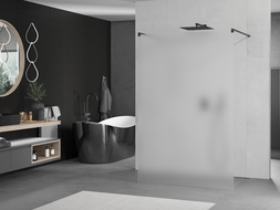 Mexen Kioto voľne stojaca sprchová stena 100 x 200 cm, mráz 8 mm, čierna - 800-100-002-70-30