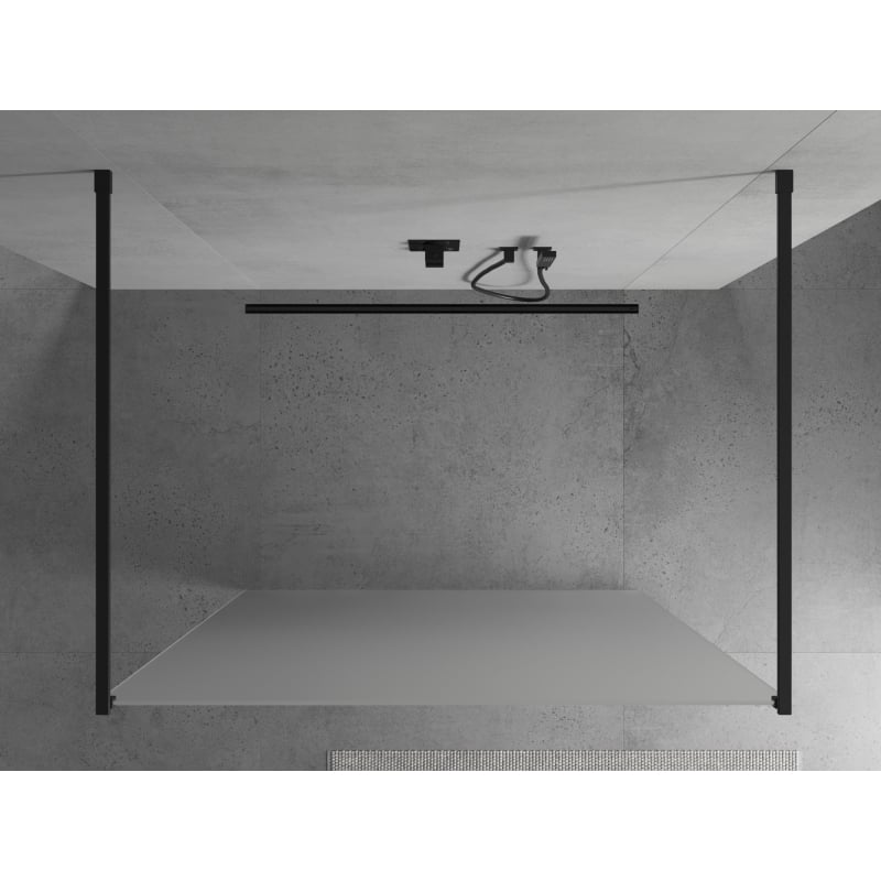 Mexen Kioto samostatne stojaca sprchová stena 100 x 200 cm, matné sklo 8 mm, čierna - 800-100-002-70-30
