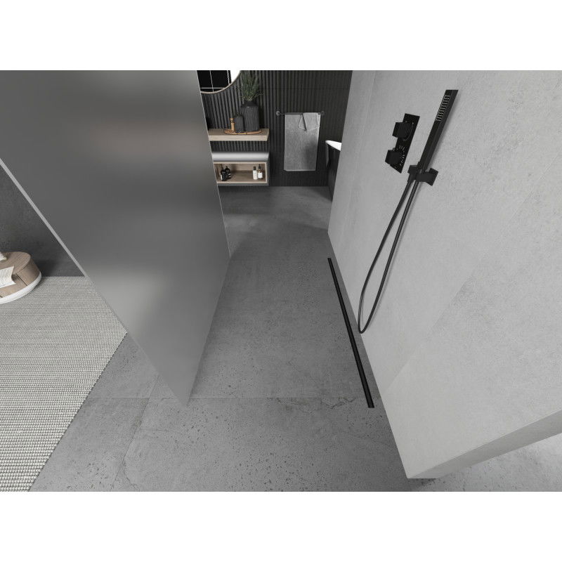 Mexen Kioto samostatne stojaca sprchová stena 120 x 200 cm, matné 8 mm, čierna - 800-120-002-70-30