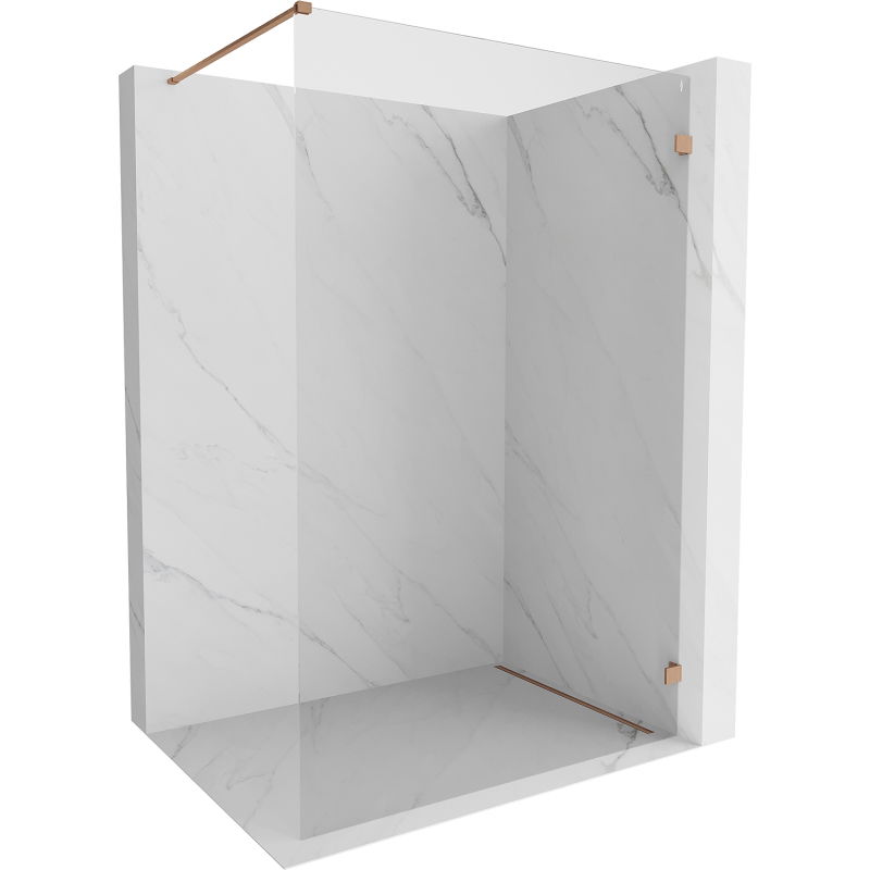 Mexen Lunar sprchová stena Walk-in pravá 100 x 200 cm, transparentná 8 mm, brúsená meď - 830-100-000-65-00-P
