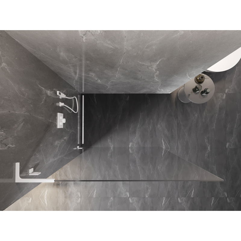 Mexen Lunar L Sprchová Stena Walk-in ľavá 60 x 200 cm, transparentná 8 mm, biela - 830L-060-000-20-00-L