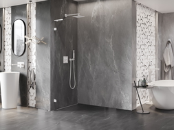 Mexen Lunar L sprchová stena Walk-in ľavá 90 x 200 cm, transparentná 8 mm, biela - 830L-090-000-20-00-L