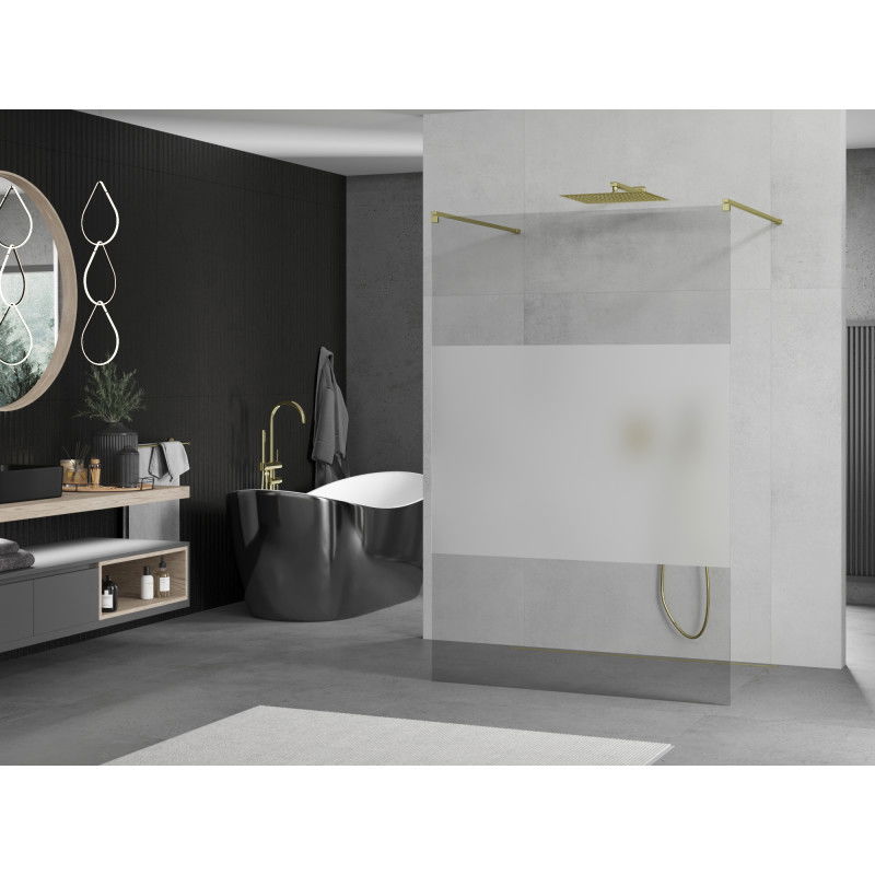 Mexen Kioto voľne stojaca sprchová stena 120 x 200 cm, transparentná/matná 8 mm, zlatá - 800-120-002-50-35