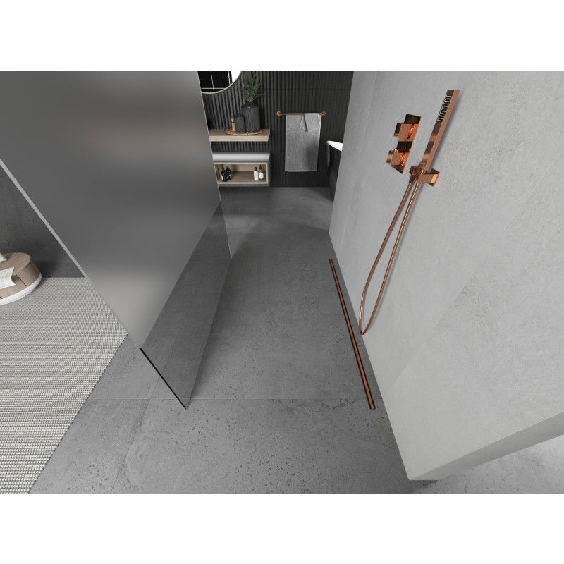 Mexen Kioto voľne stojaca sprchová stena 120 x 200 cm, priehľadná/matná 8 mm, ružové zlato - 800-120-002-60-35