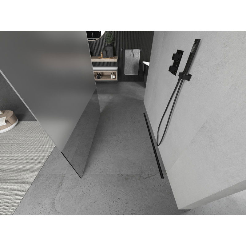 Mexen Kioto voľne stojaca sprchová stena 120 x 200 cm, transparentná/mrazená 8 mm, čierna - 800-120-002-70-35