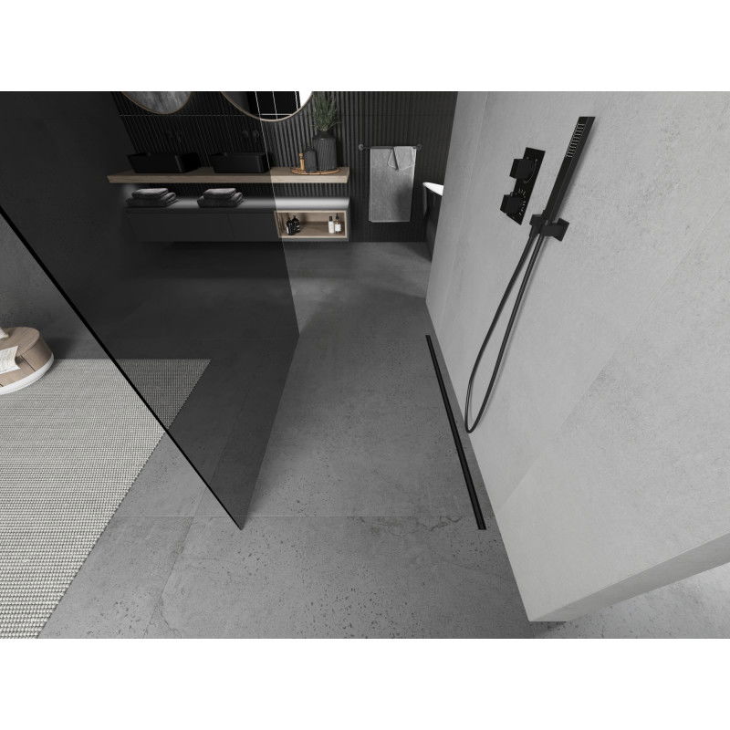 Mexen Kioto sprchová zástena voľne stojaca 120 x 200 cm, grafit 8 mm, čierna - 800-120-002-70-40